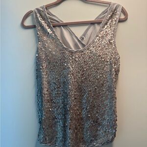 Silver Sequin Sleeveless Top